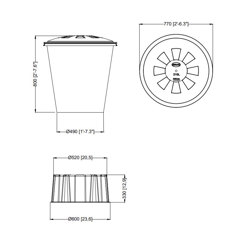 Rezervuaras - vandens talpa su kraneliu ir dangčiu 210 L - Image 9